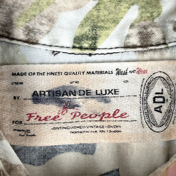Free People x Artisan De Luxe Camo Print Top Womens Small Grunge Boho Army - Picture 5 of 15